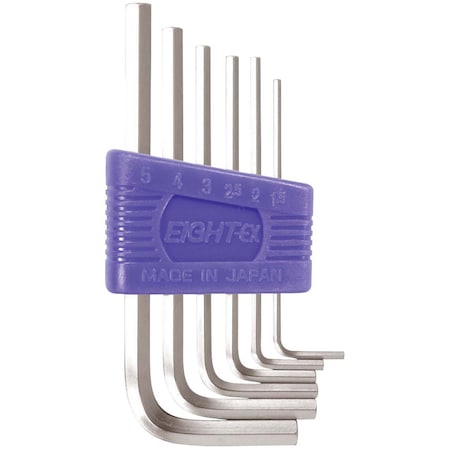 Eight Tool HEX KEY L-HANDLE SHORT SET, 6PC 1.5-5MM SLVR RS-6